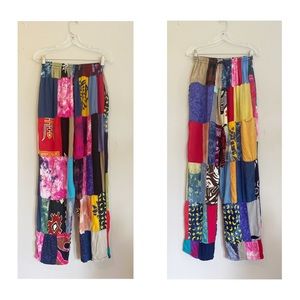 Vintage 90s patchwork pants hippie boho festival women’s M